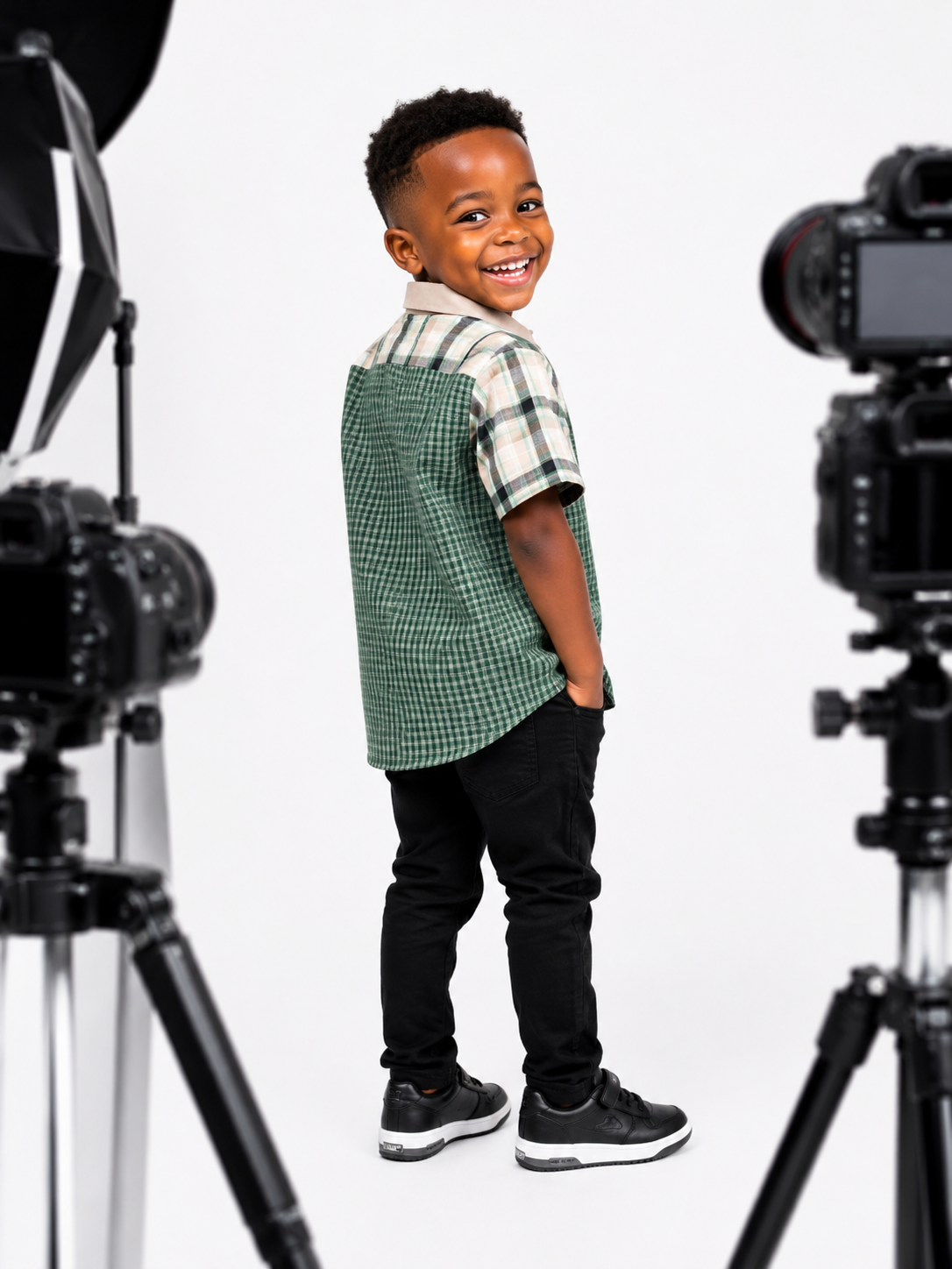 GREEN FOREST CYRUS CHECK SHORT SLEEVE SHIRT (6 MTHS-3 YRS) SMR202GRN