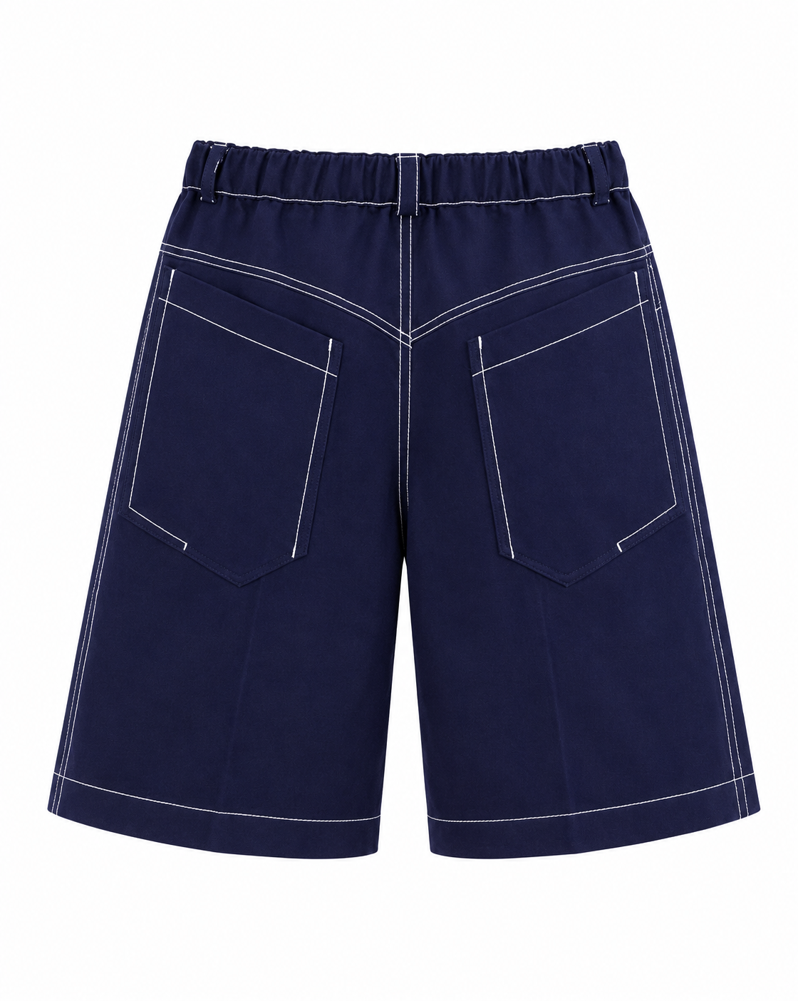 NAVY BLUE CONTRAST STITCH SHORTS - B38819743NVY