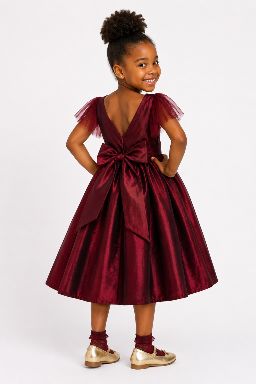 BURGUNDY CAMMIE PARTY DRESS A652BUR  2-6YRS