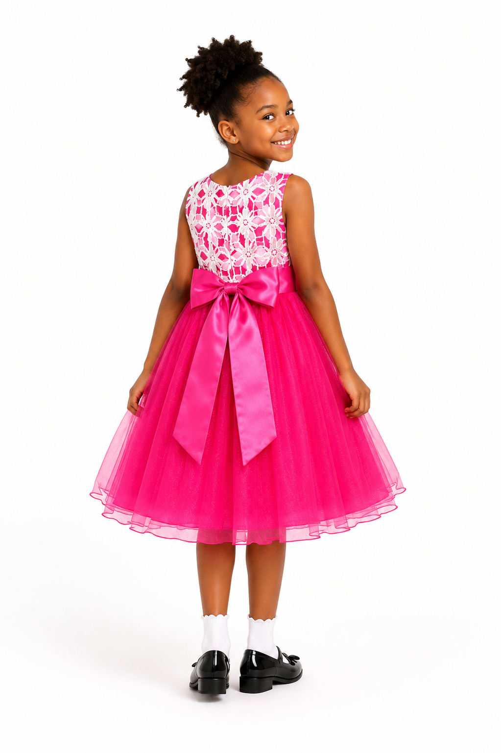 FUCHSIA PINK TISSUE PARTY DRESS SMS819FPNK 12MTH-6YRS
