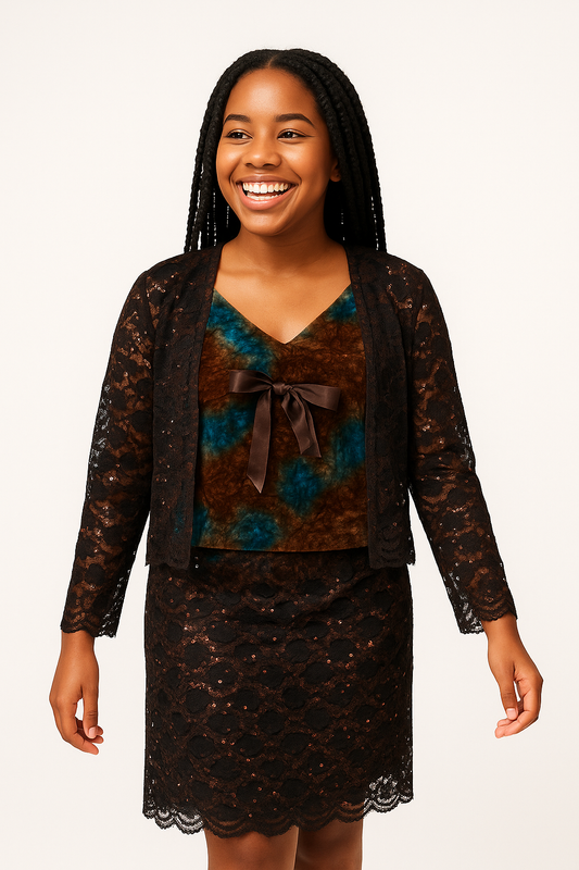 🌟 MIDNIGHT SPARK SEQUIN LACE JACKET (3-14YR) - AGB17126064