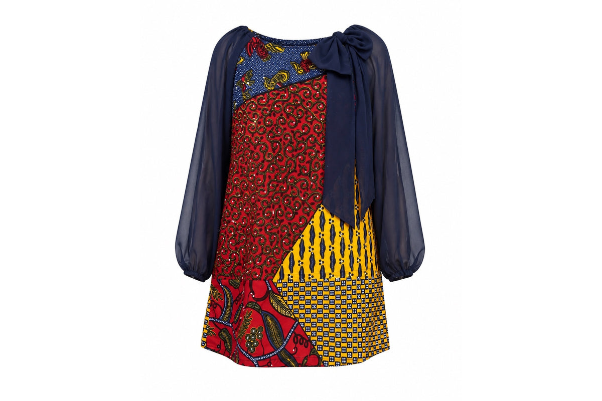 OMA KHADIJAH CHIFFON MIX DRESS A159  4-8YRS