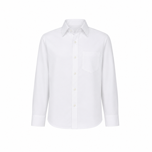 WHITE LONG SLEEVE DRESS SHIRT ( 1-18 YRS) - MSELWH980A