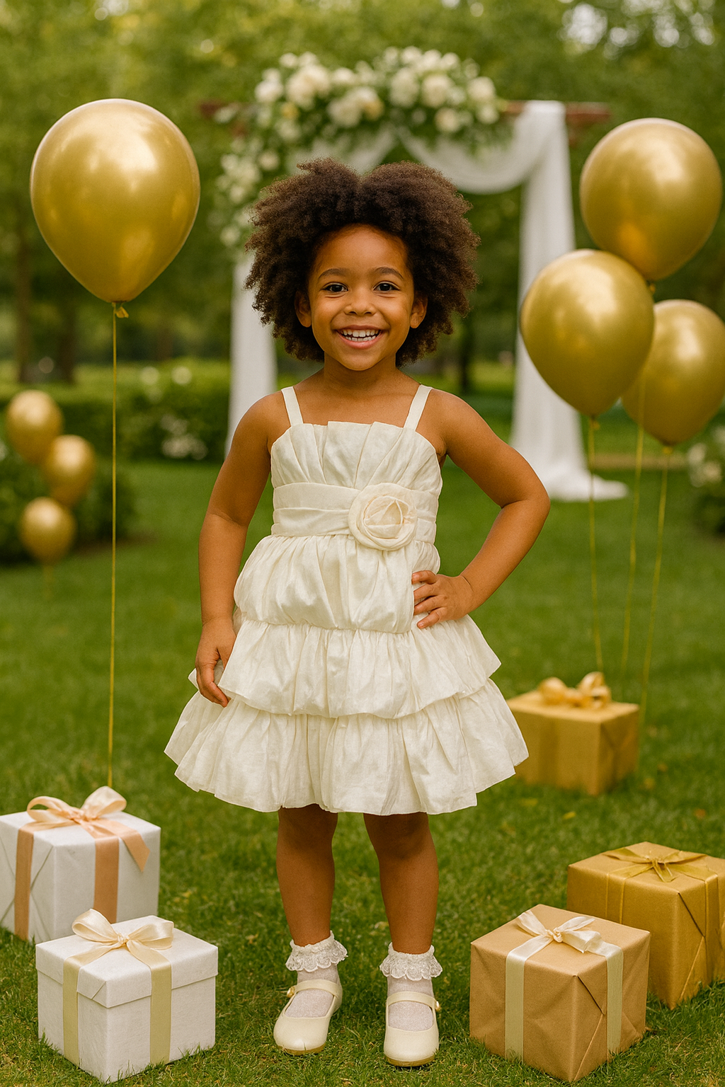 🌼IVORY STRAPPY TIERED PARTY DRESS - SMD101IVY 2-8YRS