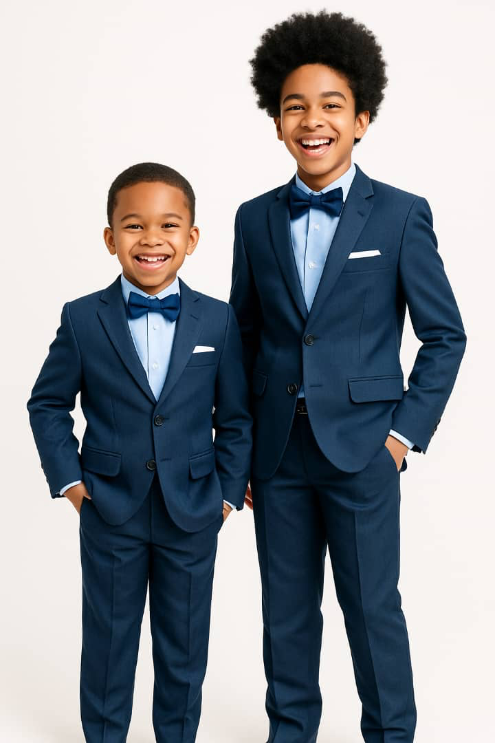 NAVY BLUE ROYAL COLLECTION 2PC BOYS SUIT A157NBL  1-16YRS