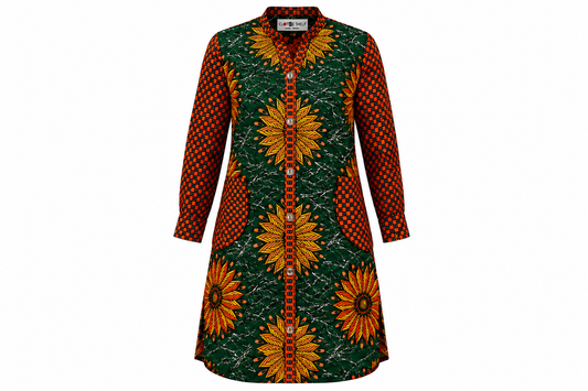 SIMIDELE EMERALD SUNBURST CONTRAST SHIRT DRESS - OM130726SEMD