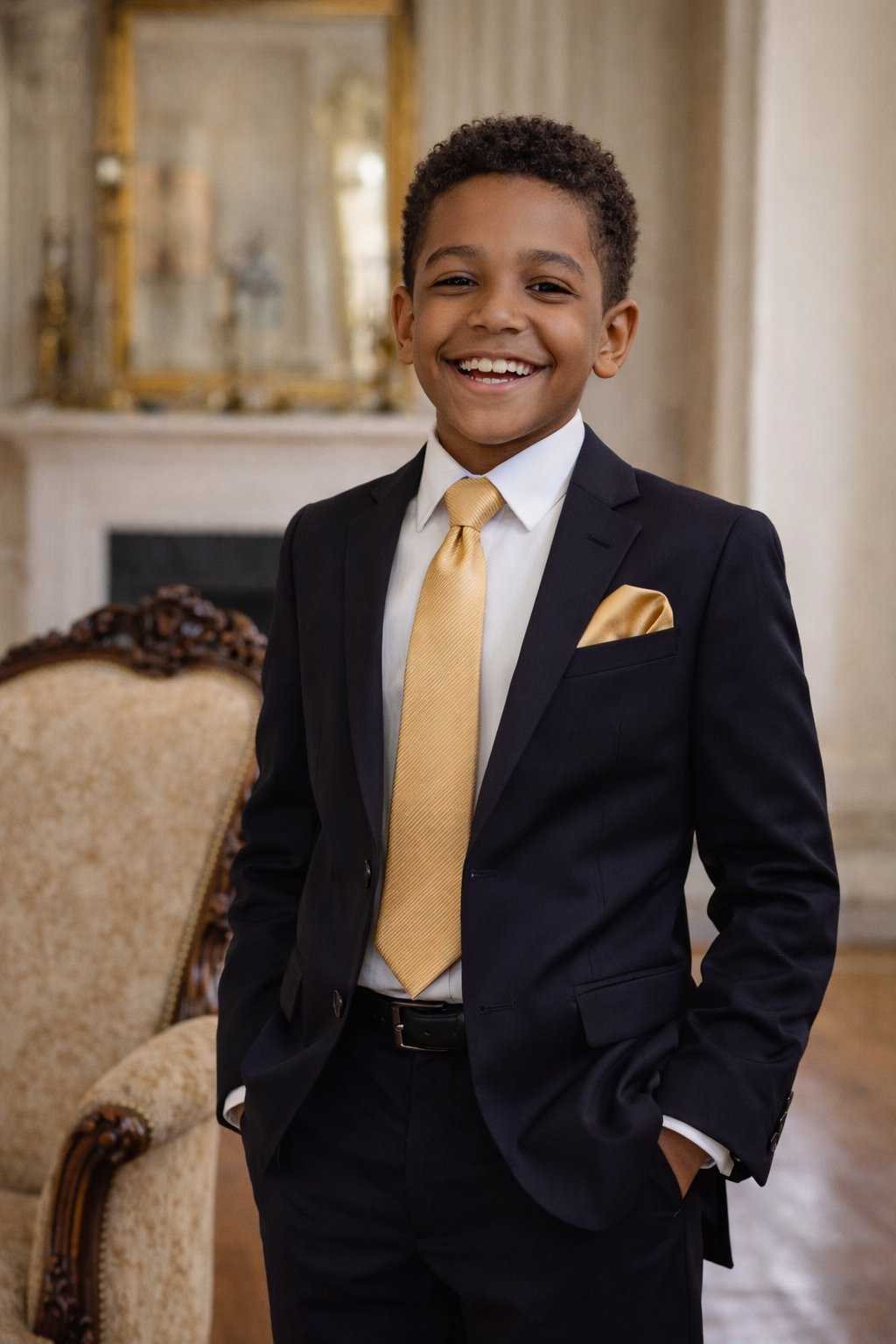 RIBBED SATIN CHAMPAGNE GOLD LONG TIE - ABW500CHGLD