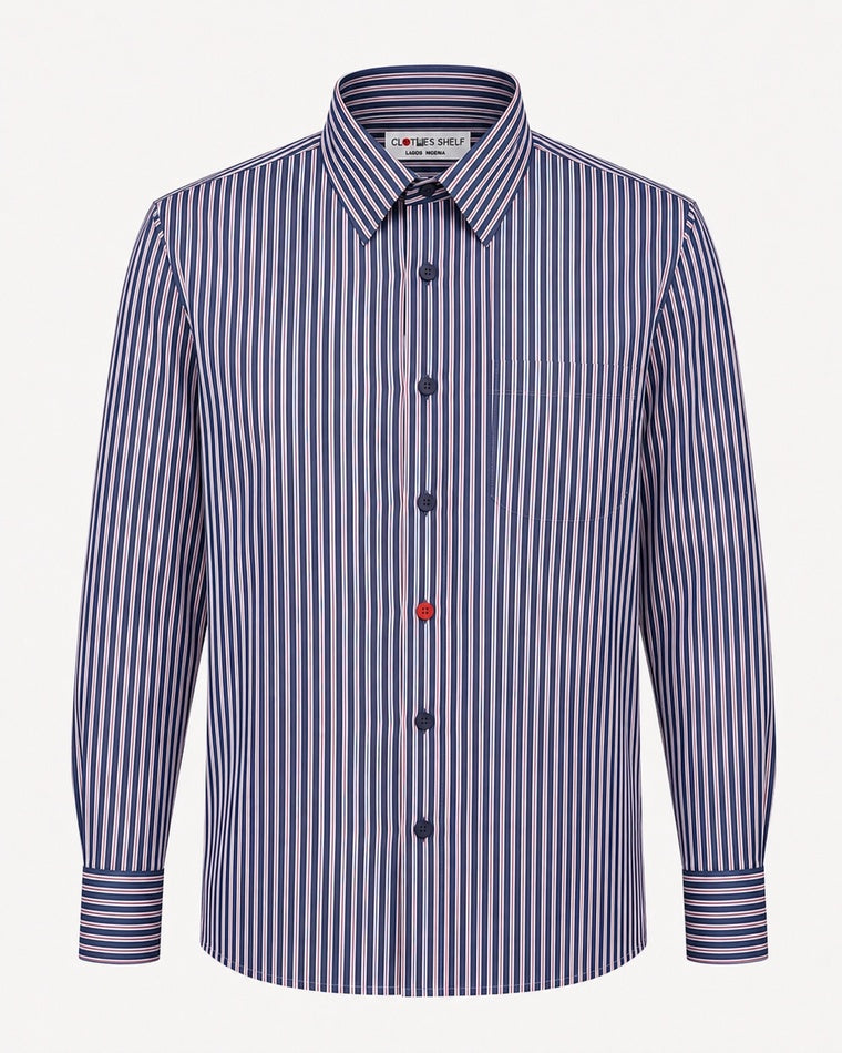 AMOS BOYS STRIPED LONG-SLEEVE DRESS SHIRT A145MSTRP