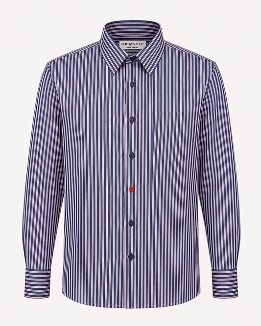 AMOS BOYS STRIPED LONG-SLEEVE DRESS SHIRT A145MSTRP