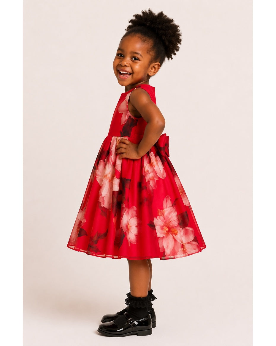 RED FLORAL ROYAL DRESS A200RDFL 18MTHS-5YRS