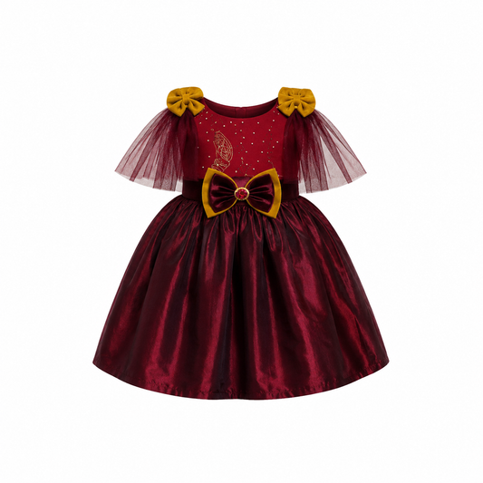 BURGUNDY CAMMIE PARTY DRESS A652BUR  2-6YRS