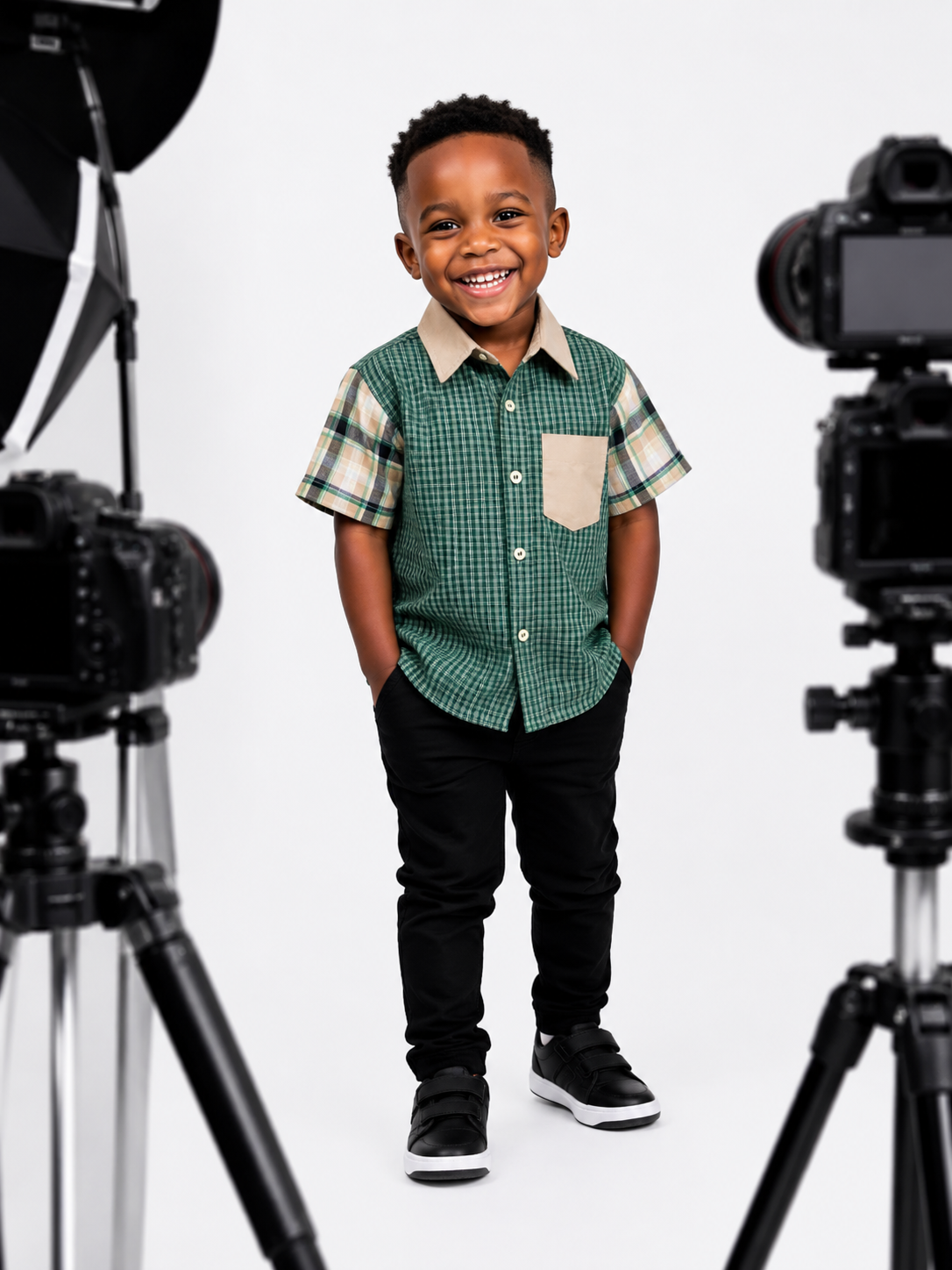 GREEN FOREST CYRUS CHECK SHORT SLEEVE SHIRT (6 MTHS-3 YRS) SMR202GRN