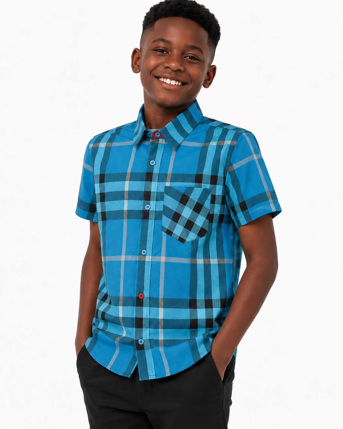 BLUE CLASSIC CHECK SHORT-SLEEVE SHIRT - CSBJ200