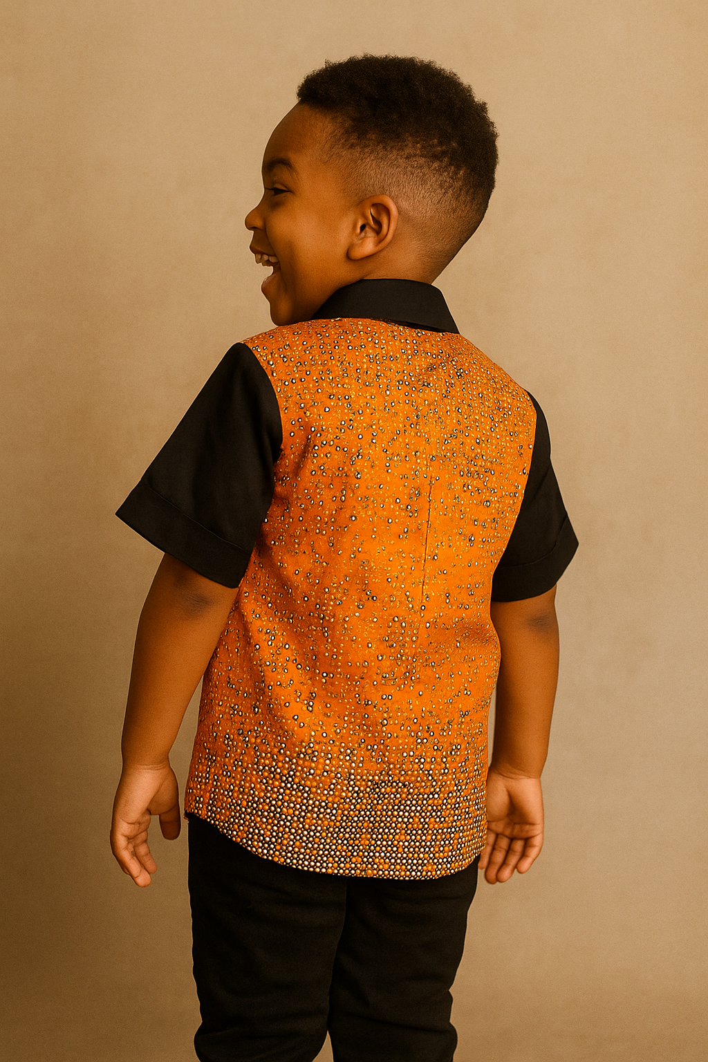 ORANGE IYI OMA SHORT SLEEVE SHIRT  (2-8YRS) - A132ORG