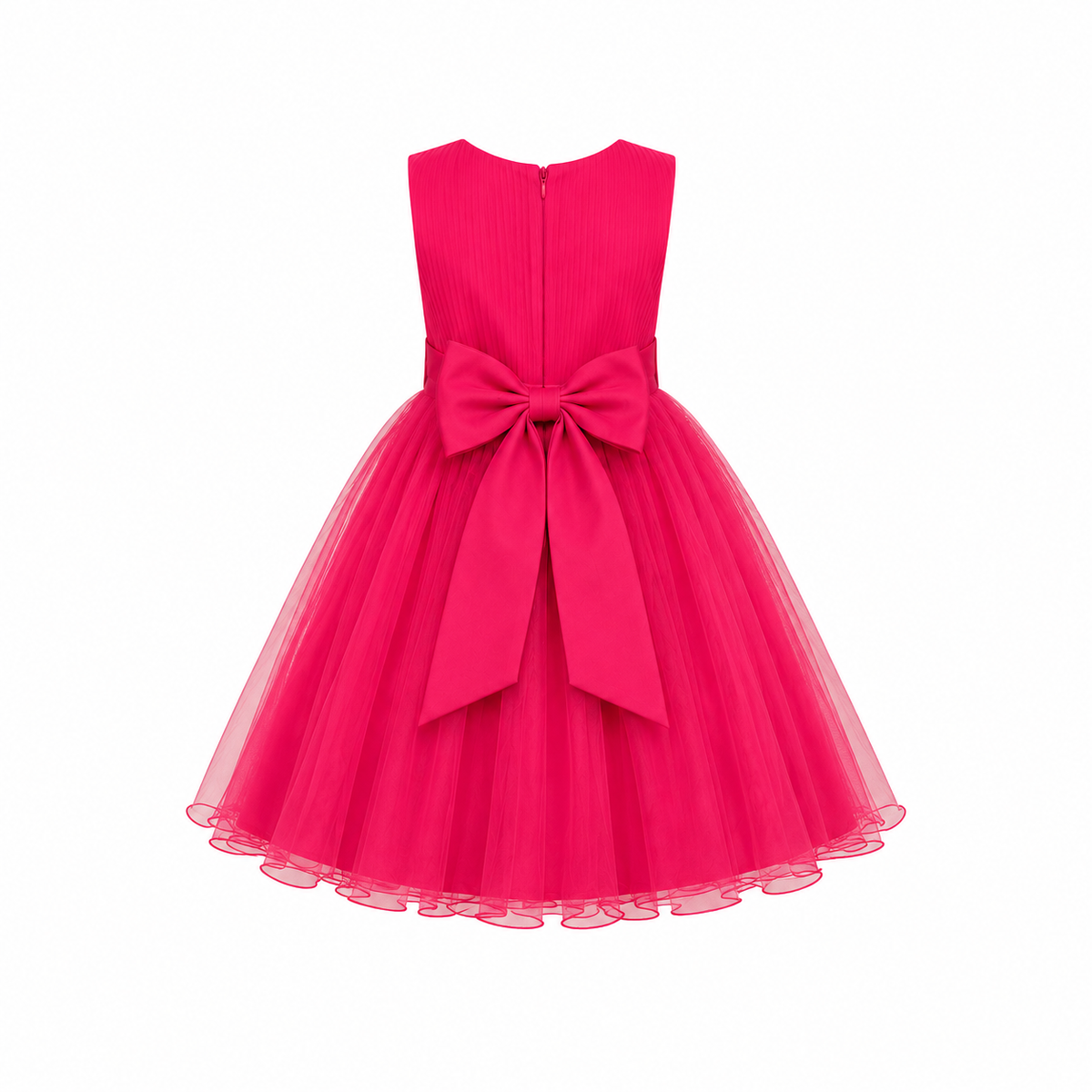 RICH FUCHSIA PINK PRINCESS DOUBLE BOW DRESS - MD859FPNK