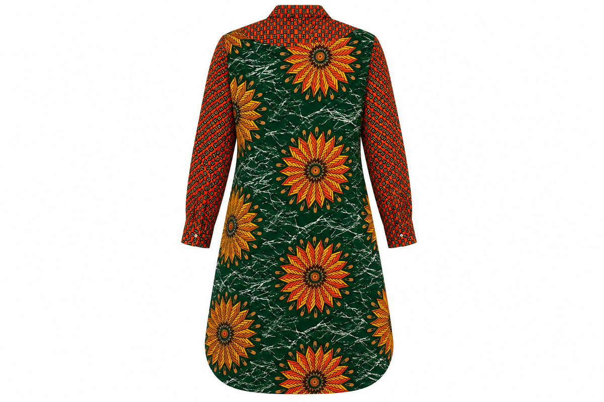SIMIDELE EMERALD SUNBURST CONTRAST SHIRT DRESS - OM130726SEMD