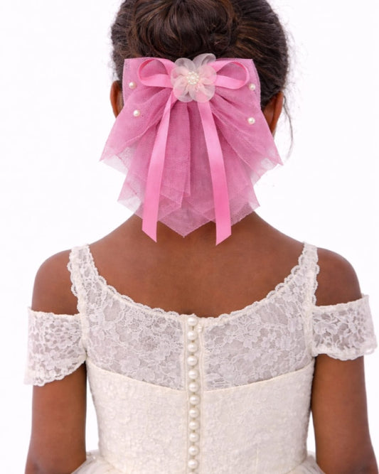 BLUSH GRACE HANDKERCHIEF TULLE BOW - KH500PNK