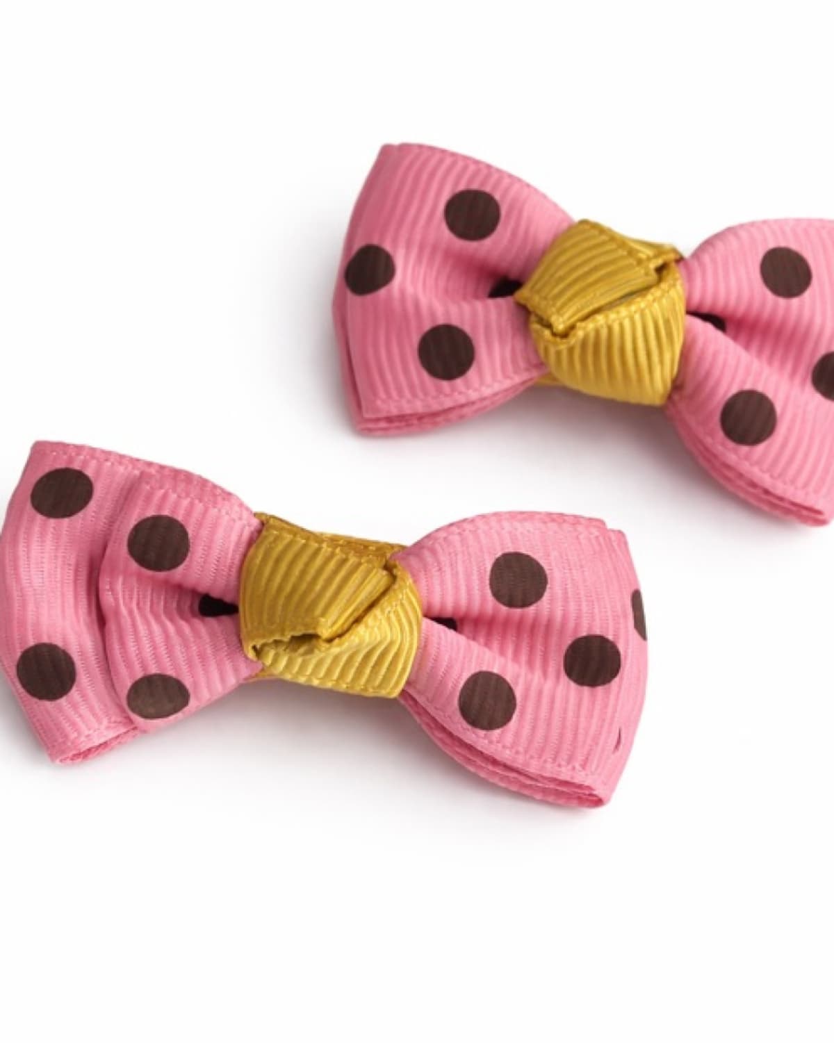 PINK POLKA DOT BOW HAIR CLIPS SET OF 2 - SHBCH117PNK