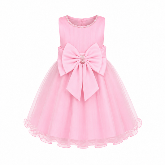 LIGHT PINK PRINCESS DOUBLE BOW PARTY DRESS - MD859LPNK