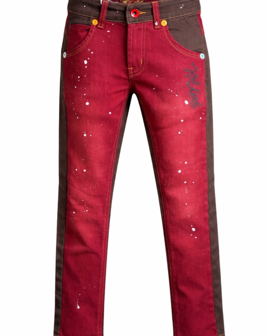 CRIMSON CONTRAST DENMIM TROUSERS - MS12113CRBWN