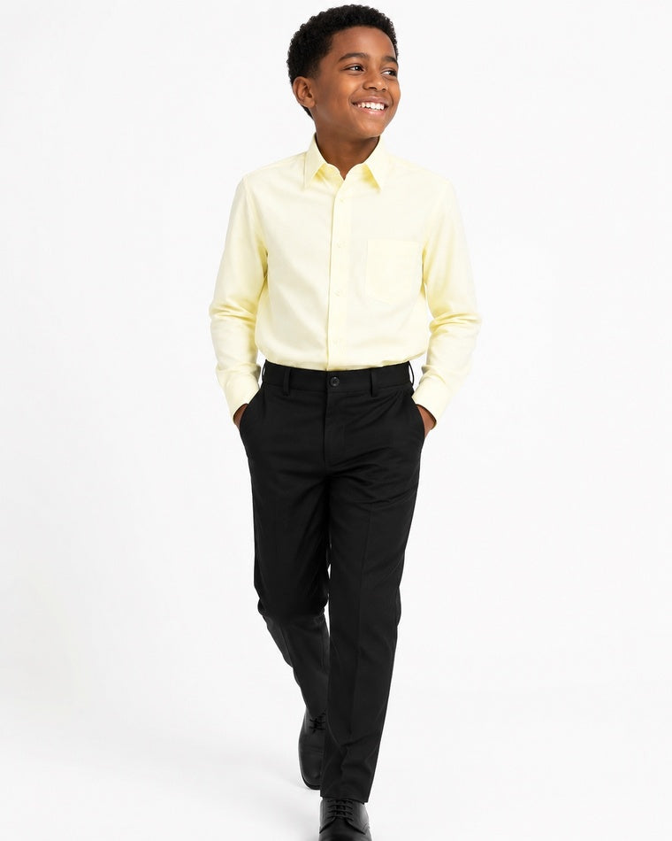 BOYS CLASSIC LIGHT CREAMY LEMON LONG SLEEVE FORMAL SHIRT (18 MTH -18 YRS) - A5821104CRLM