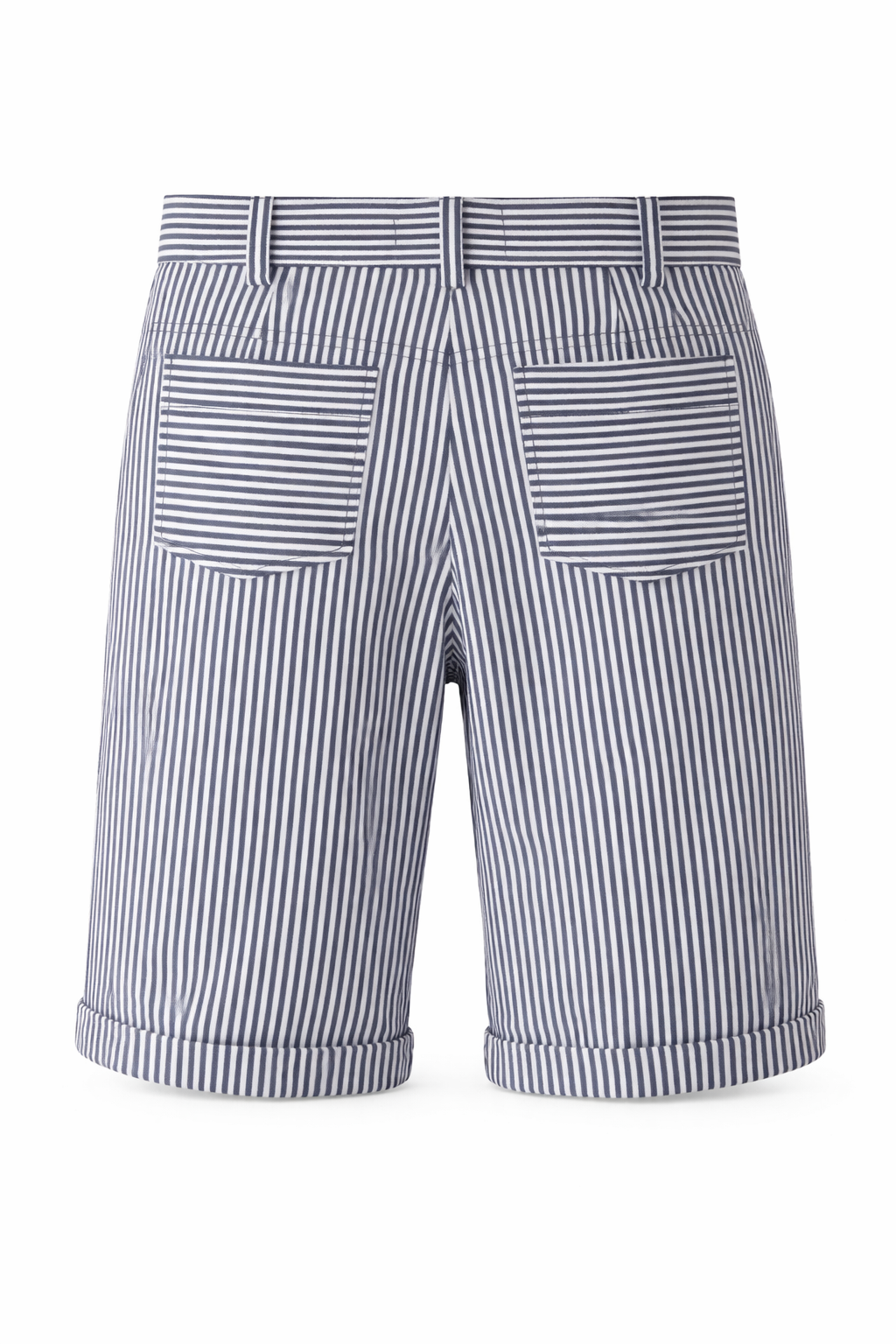 NAVY PINSTRIPE 3/4 SHORTS WITH TURN-UP HEM (8-16 YRS) - CSBJKSTRNVY10532