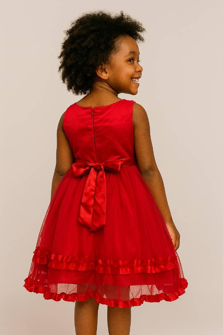 RED DOUBLE LAYER PARTY DRESS MS3301RED