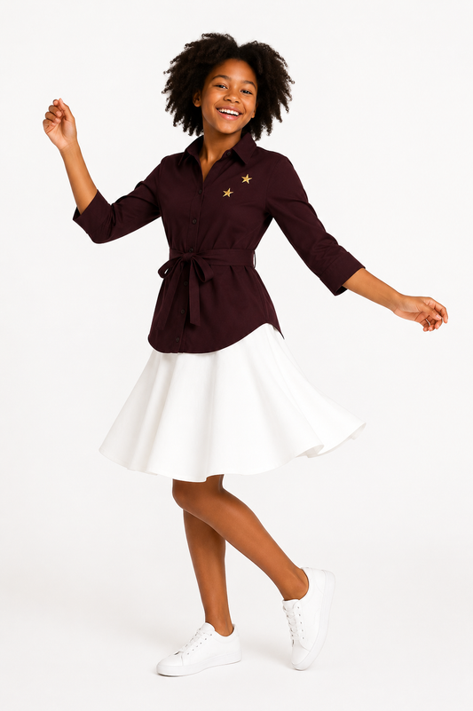 STAR CHARM BELTED SHIRT- (10-16 YRS) - D611CFEBRN