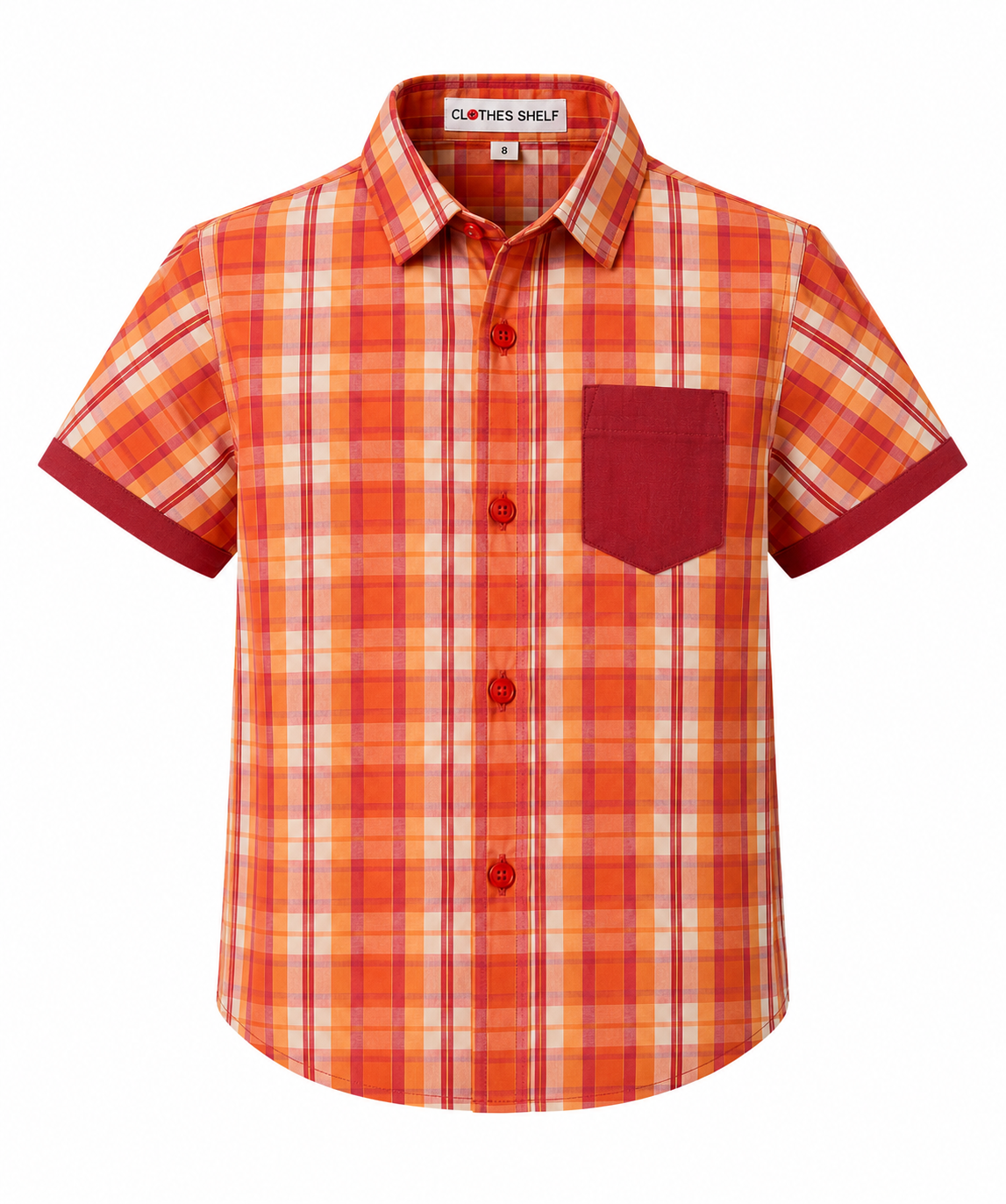AMOS CHECK BOYS' SHORT SLEEVE SHIRT ( 1 - 8 YRS) - G7112400ORG