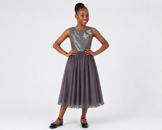 AMARA MAUVE BOW EMBELLISHED OCCASION DRESS - MS806MUVDR