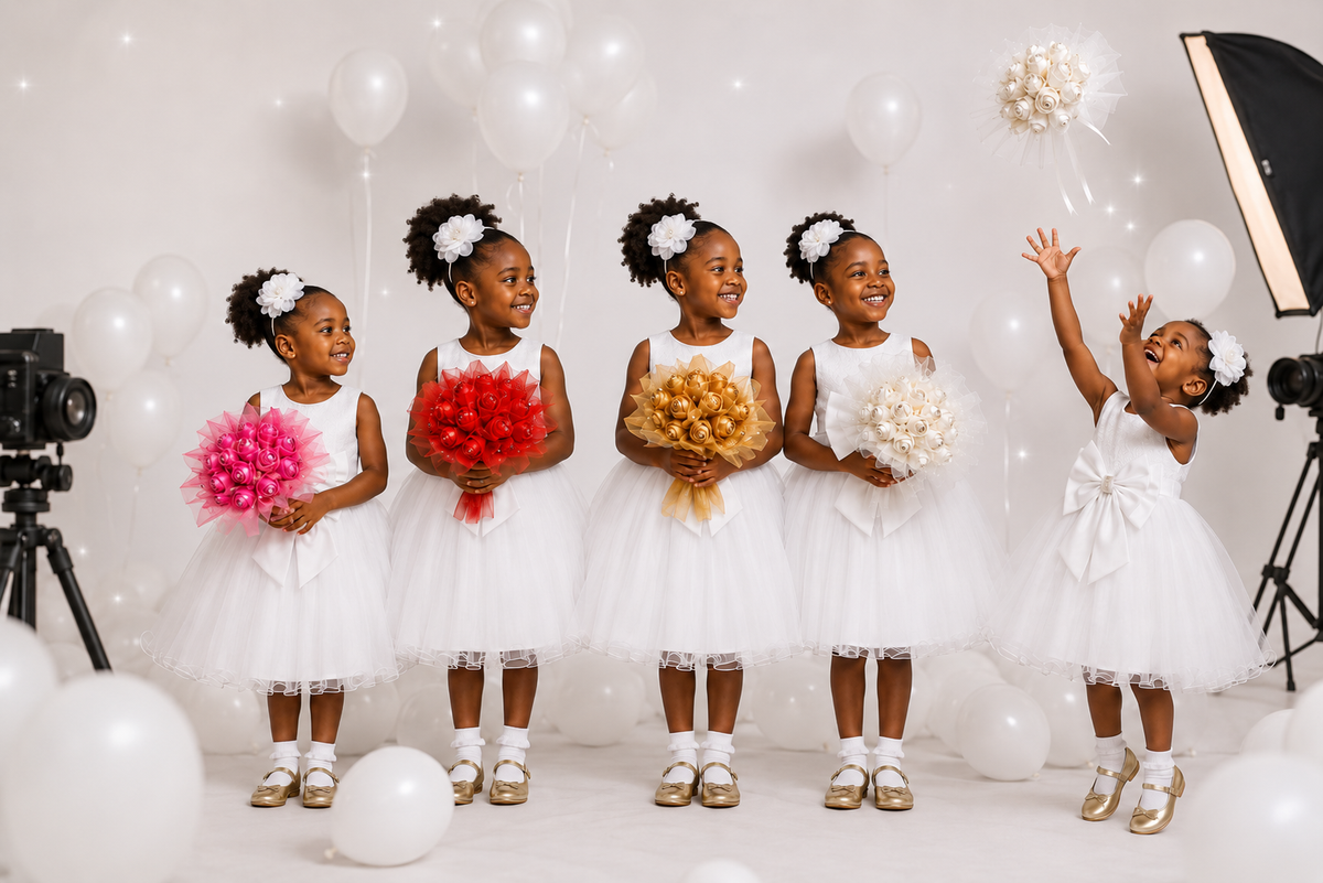 WHITE PRINCESS DOUBLE BOW DRESS - MD859WHT