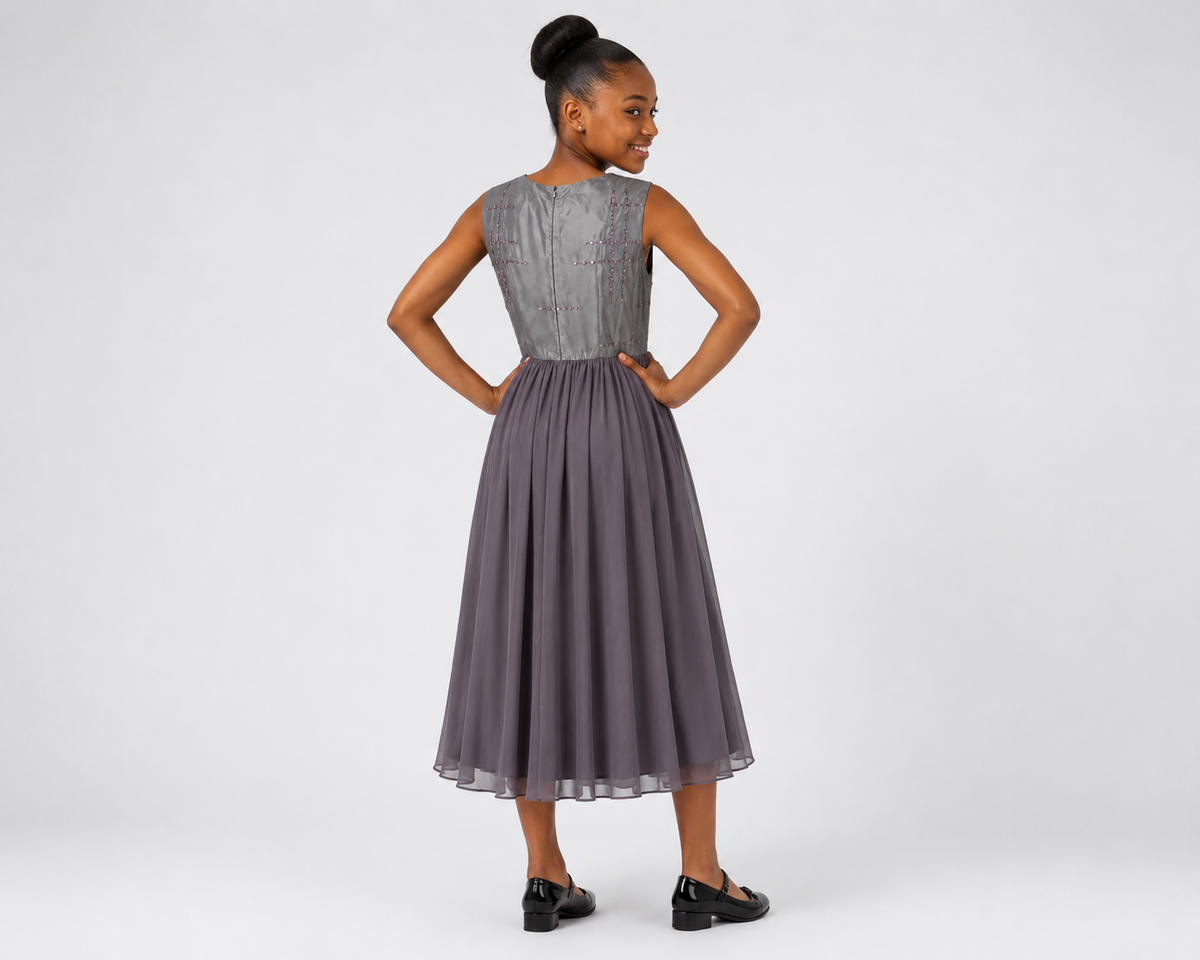 AMARA MAUVE BOW EMBELLISHED OCCASION DRESS - MS806MUVDR