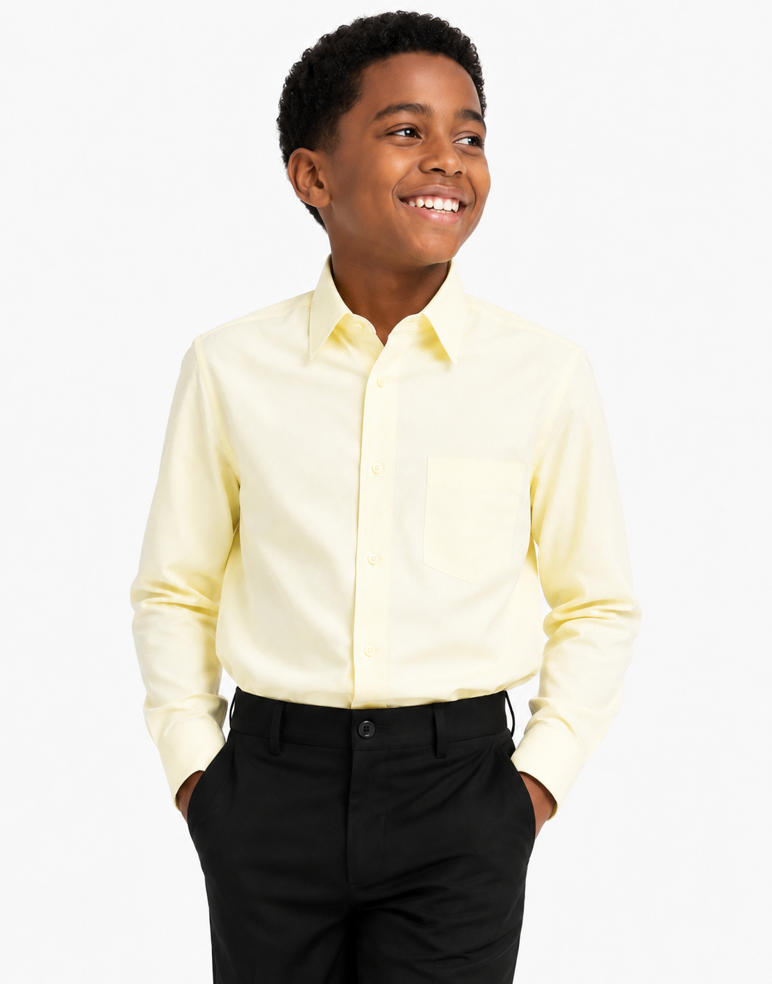 BOYS CLASSIC LIGHT CREAMY LEMON LONG SLEEVE FORMAL SHIRT (18 MTH -18 YRS) - A5821104CRLM