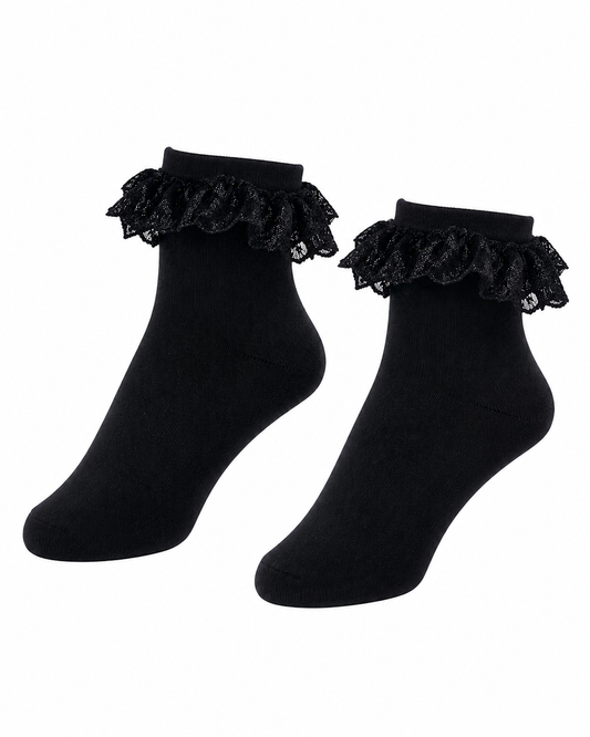 BLACK LACY PRINCESS SOCKS - MS018BLK