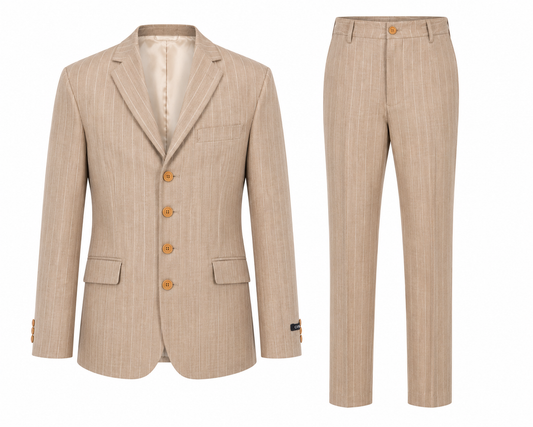 RICH CAMEL BROWN CENARIO BOYS' 3PC SUIT - MD3000CMBRN  10-16YRS