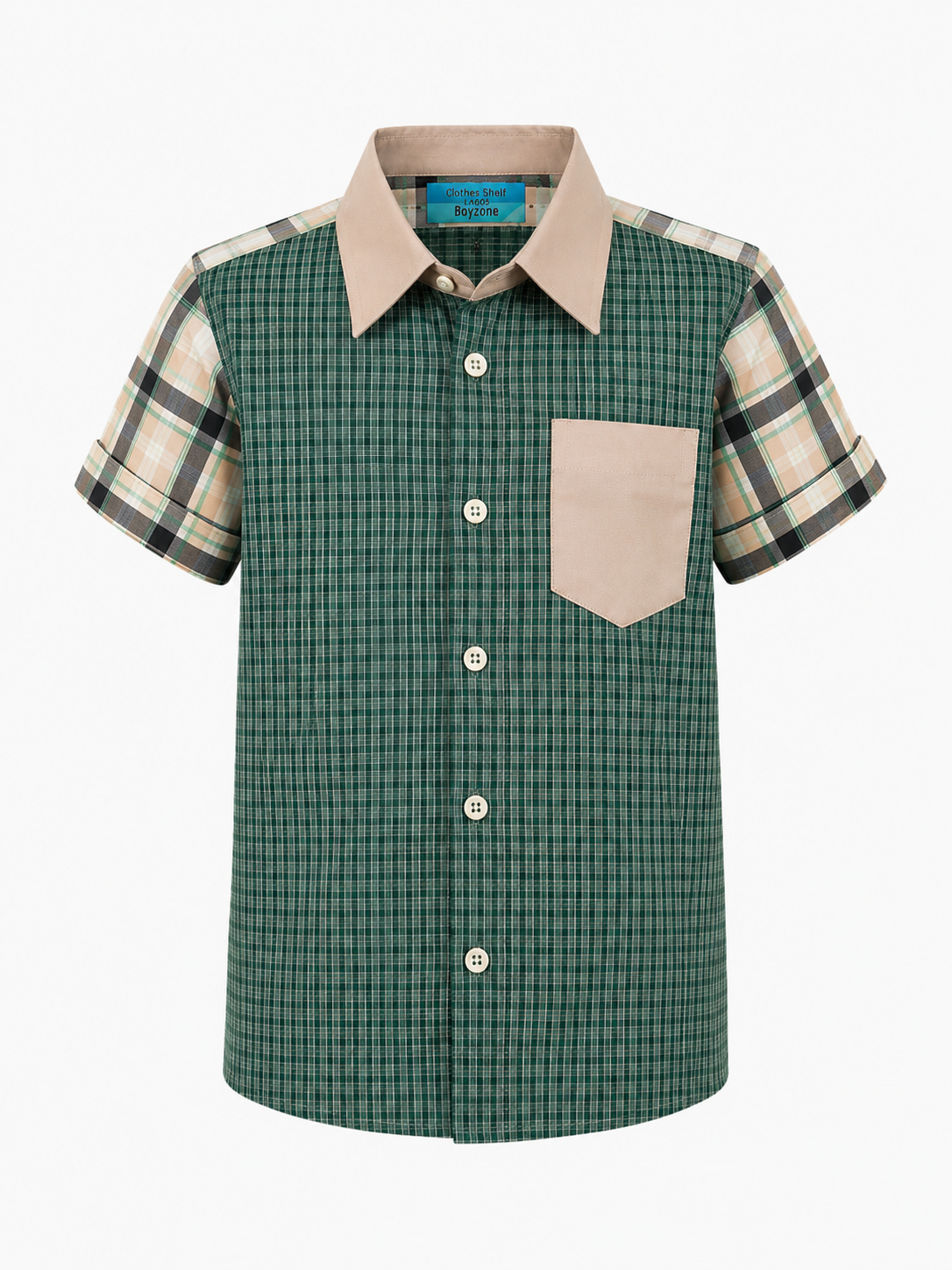 GREEN FOREST CYRUS CHECK SHORT SLEEVE SHIRT (6 MTHS-3 YRS) SMR202GRN