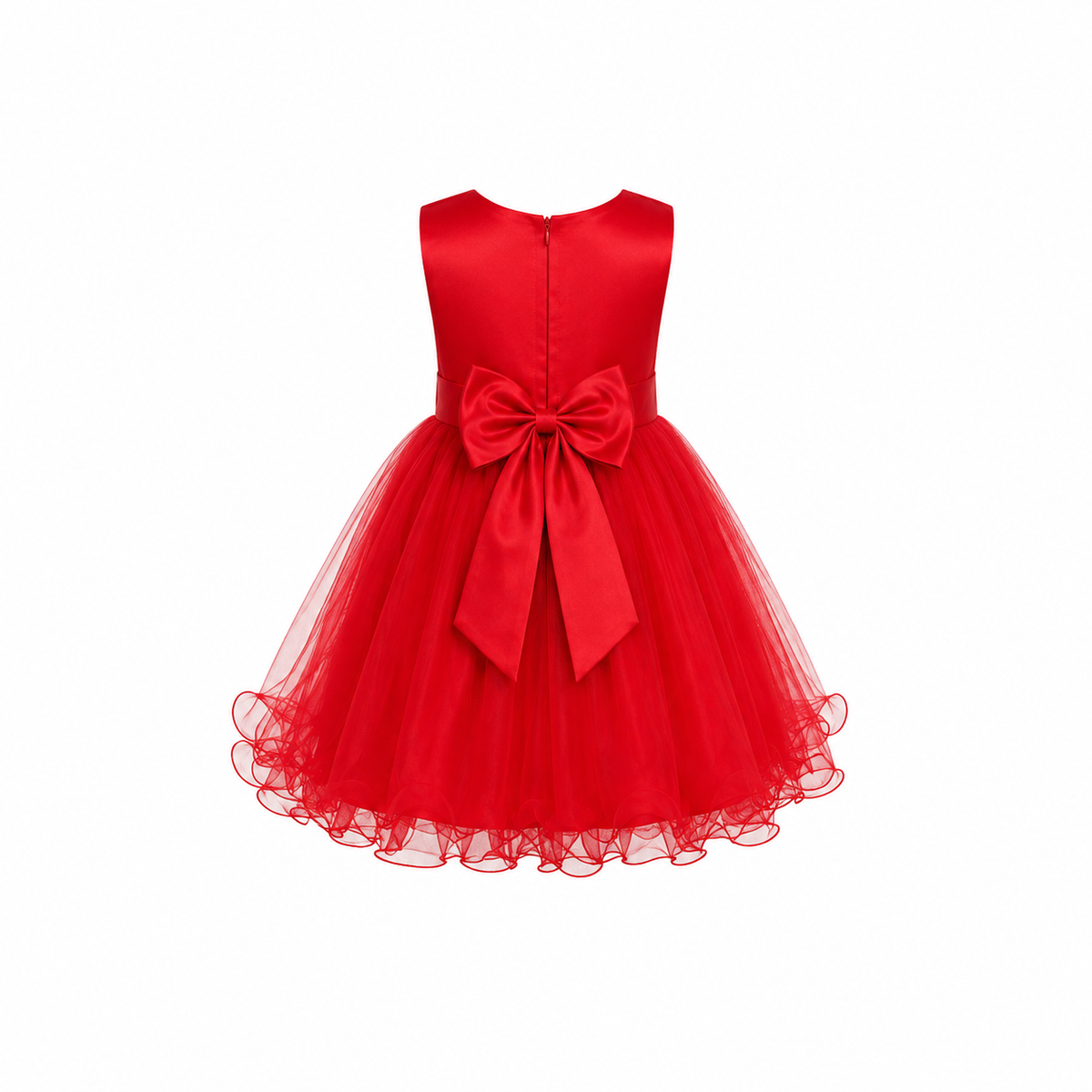 SCARLET BLOOM EMBROIDERED TULLE DRESS MD15RED 3-10YRS