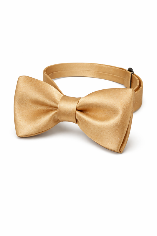 CHAMPAGNE GOLD SATIN BOW TIE - ABW500GLD