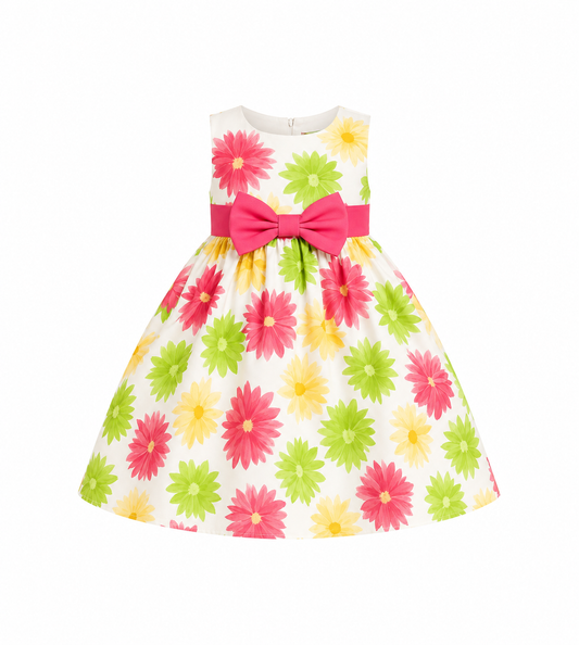 FLORAL BLOOM BOW DRESS 4YR