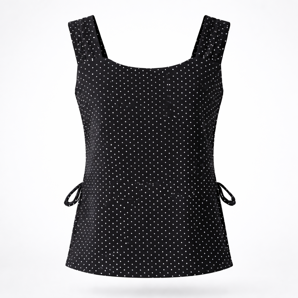 BLACK CLARISSA POLKA TOP - D400BLKPLK