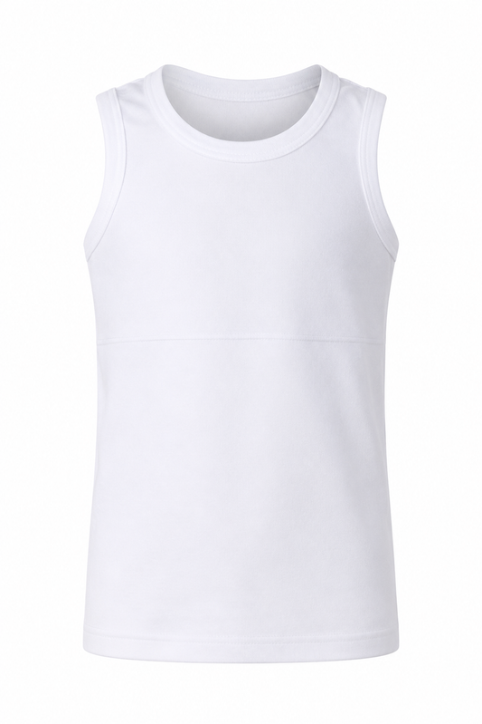 BOYS WHITE SLEEVELESS COTTON VEST - BV9AWHT