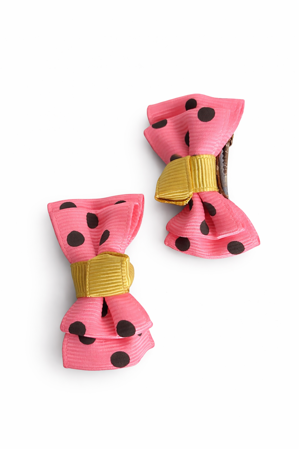PINK POLKA DOT BOW HAIR CLIPS SET OF 2 - SHBCH117PNK