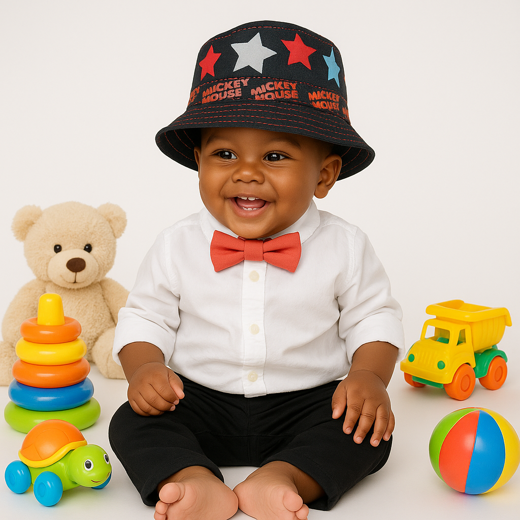 CHARCOAL BLACK MICKEY MOUSE STAR BUCKET HAT - DS100CHGRY