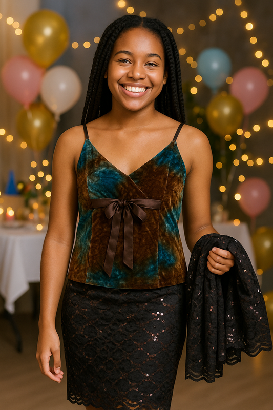 EARTHSTONE VELVET BOW TOP - D27216717