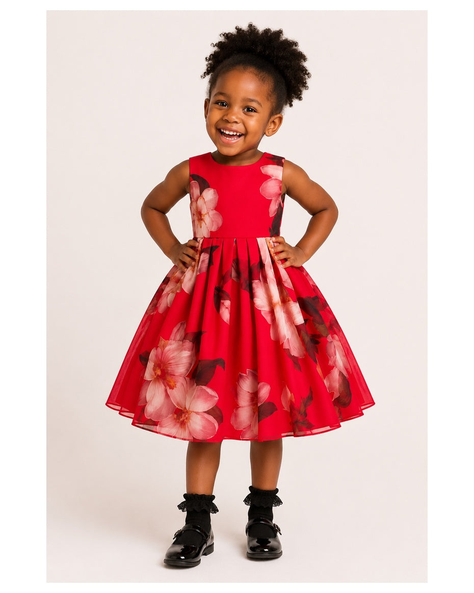 RED FLORAL ROYAL DRESS A200RDFL 18MTHS-5YRS