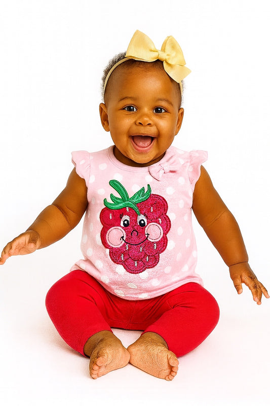 BERRY SWEET PINK POLKA DOT FLUTTER TOP - QC10524810PK