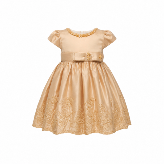CARA BEADED GOLD DRESS MD055GLD 0MTH-2YR