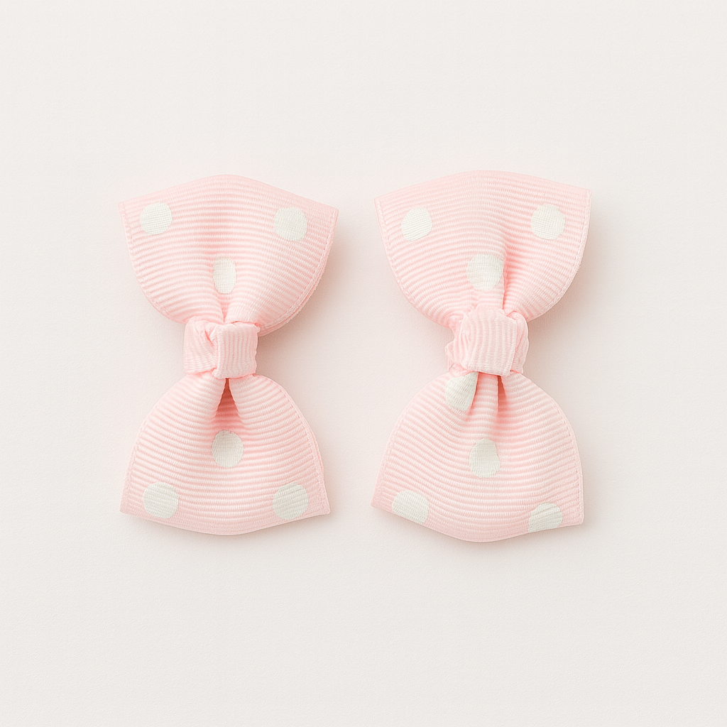 LIGHT PINK POLKA DOT TWIN HAIR BOWS - HB109PNK