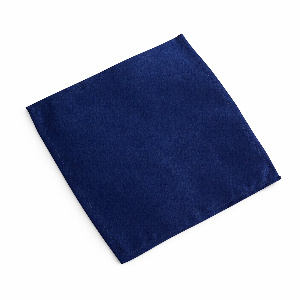 NAVY BLUE SATIN POCKET SQUARE - PS10610758NBLU