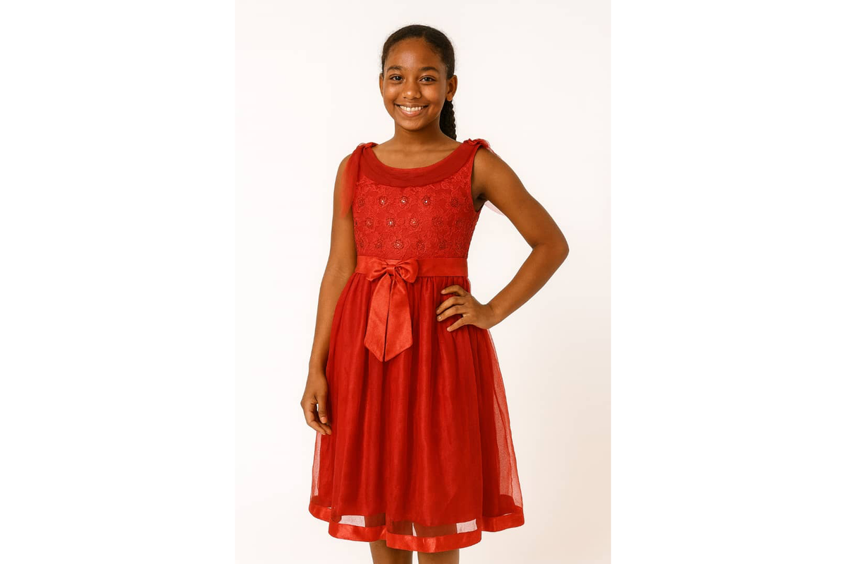 RED GRACIE LACE PARTY DRESS - A125RD